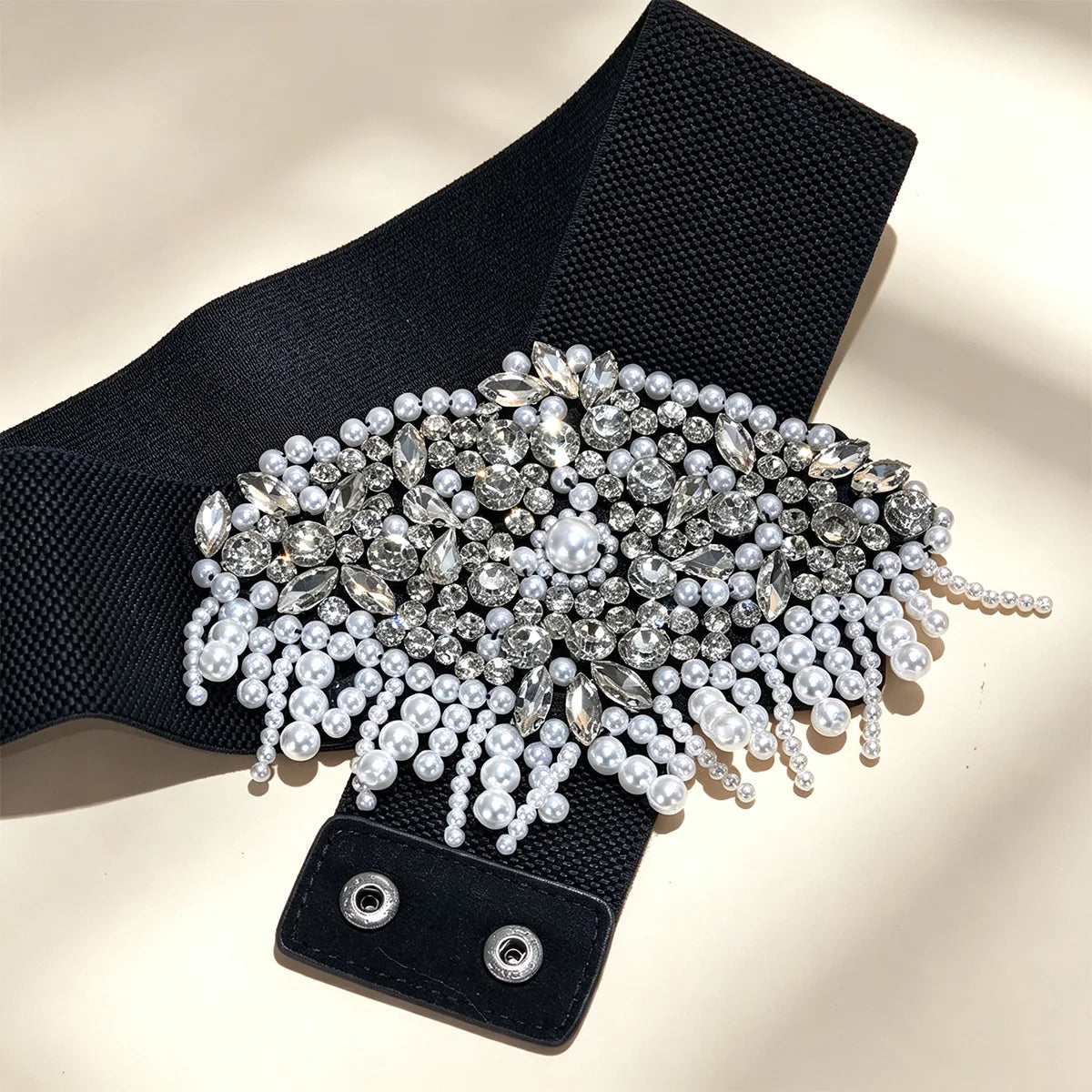 PENDRA Seraorae Rhinestone Pearl Wide Corset Belt