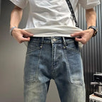 Blue Jeans Loose Casual 2026 Spring Summer Washed Blue Denim Men's Pants Washed Trousers Streetwear Clothing Baggy Man Jeans