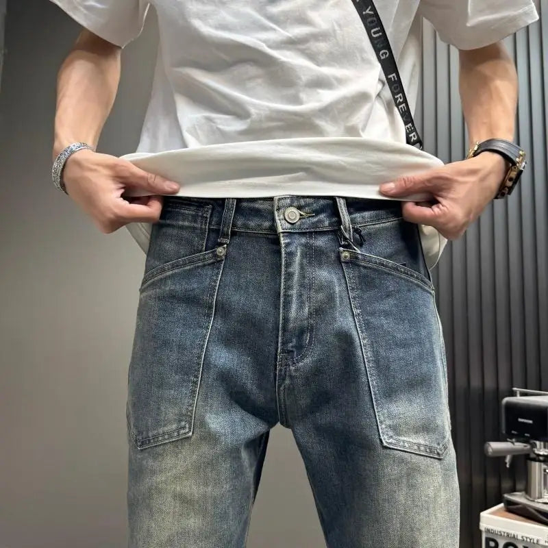Blue Jeans Loose Casual 2026 Spring Summer Washed Blue Denim Men's Pants Washed Trousers Streetwear Clothing Baggy Man Jeans