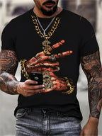 Creative Geometric Pattern Printed Men's T-shirt Summer Outdoor Sports Fitness Short Sleeves Comfortable And Breathable T-shirt