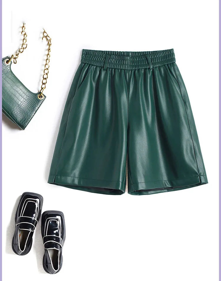 PENDRA Full Leather Wide Leg Shorts