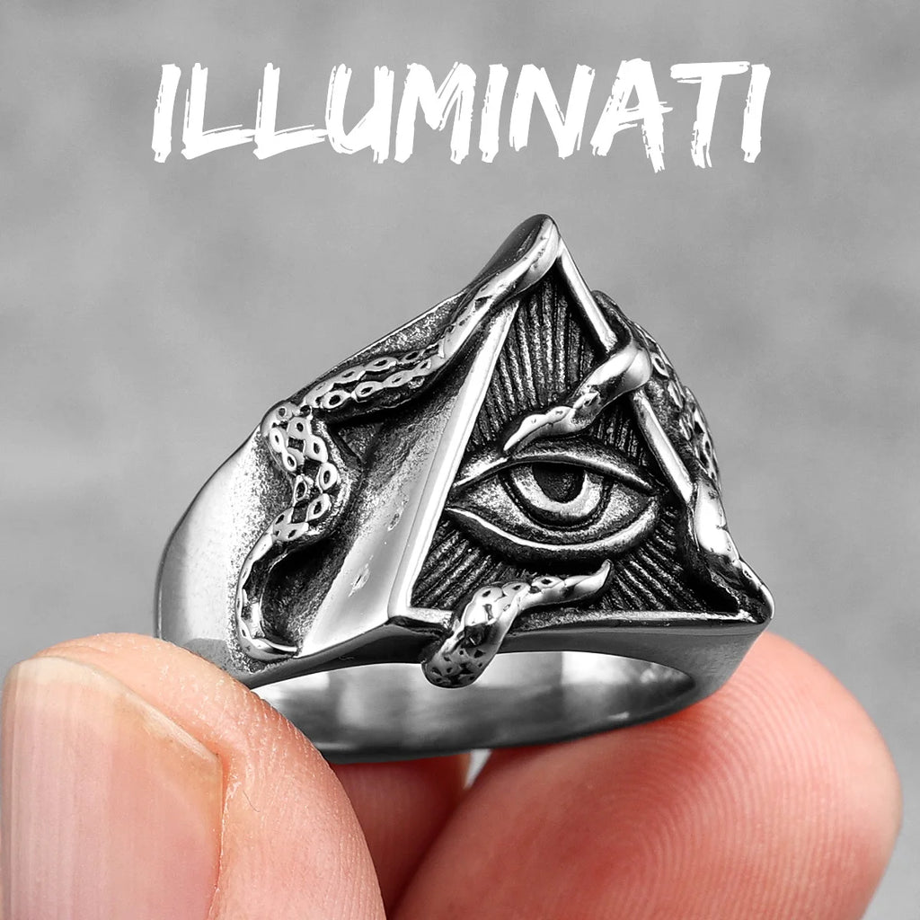 PENDRA Masonic Illuminati Octopus Steel Ring