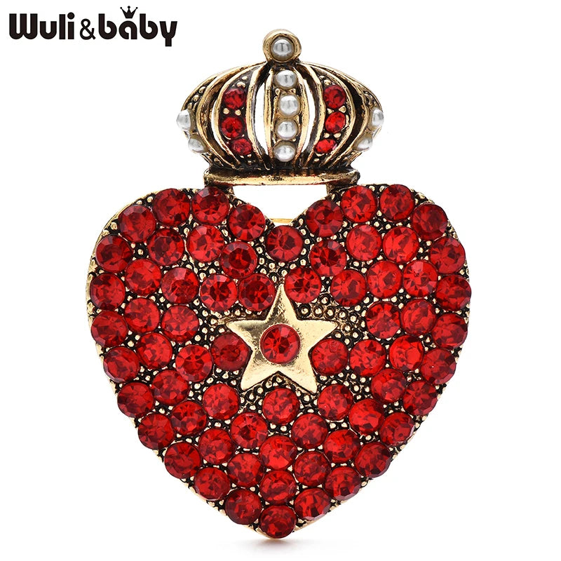 PENDRA Retro Crown Heart Brooch