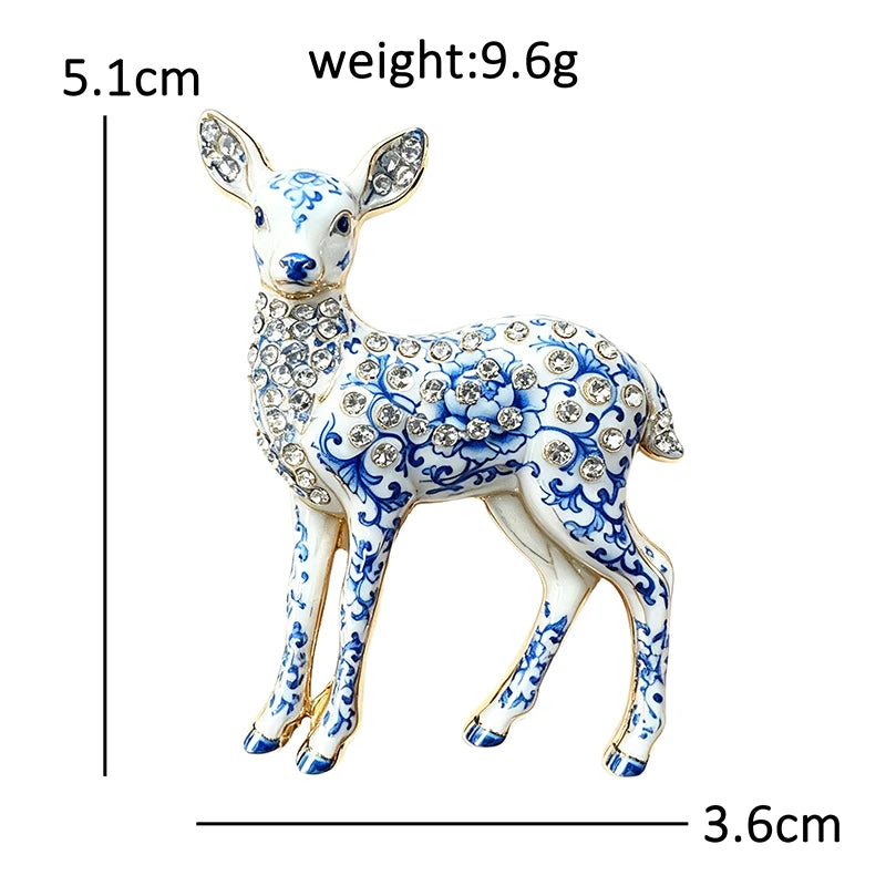PENDRA Fawn Rhinestone Deer Brooch