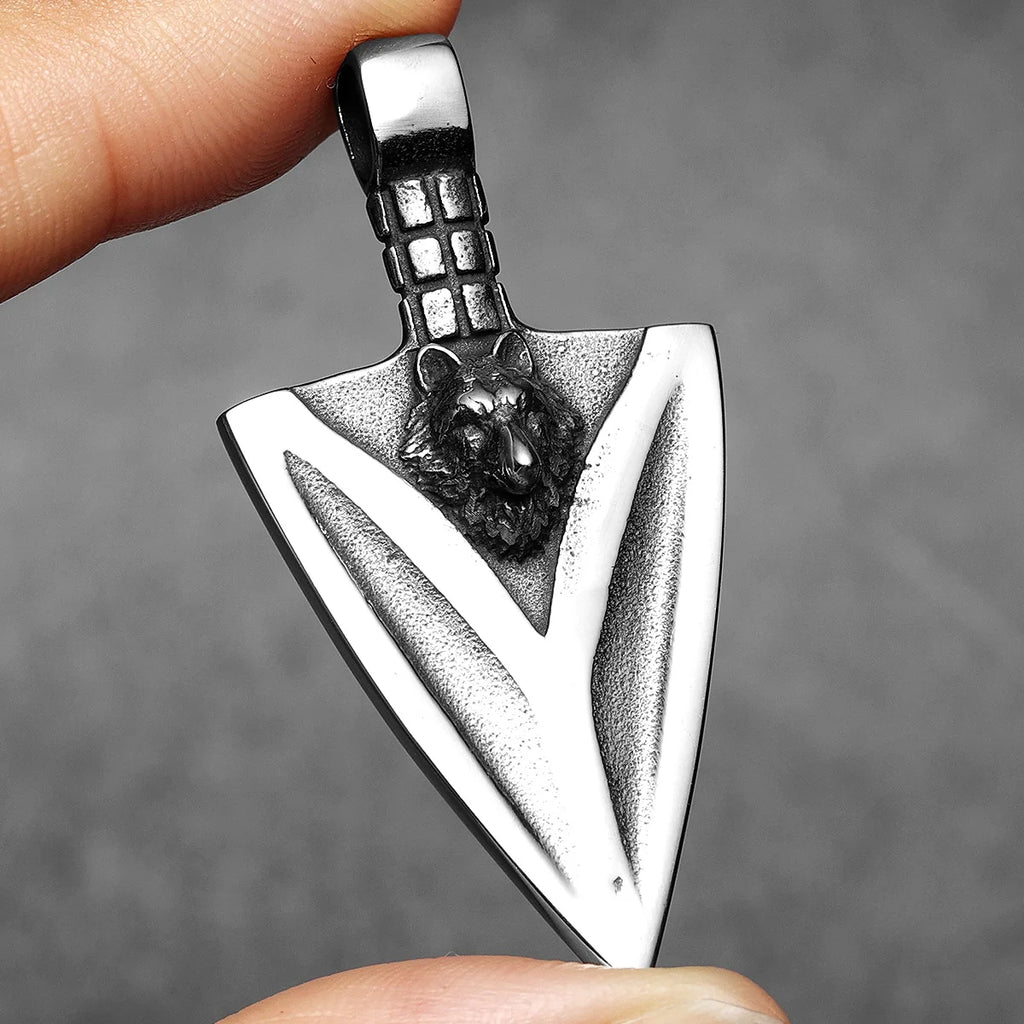PENDRA Wolf Spearhead Steel Necklace