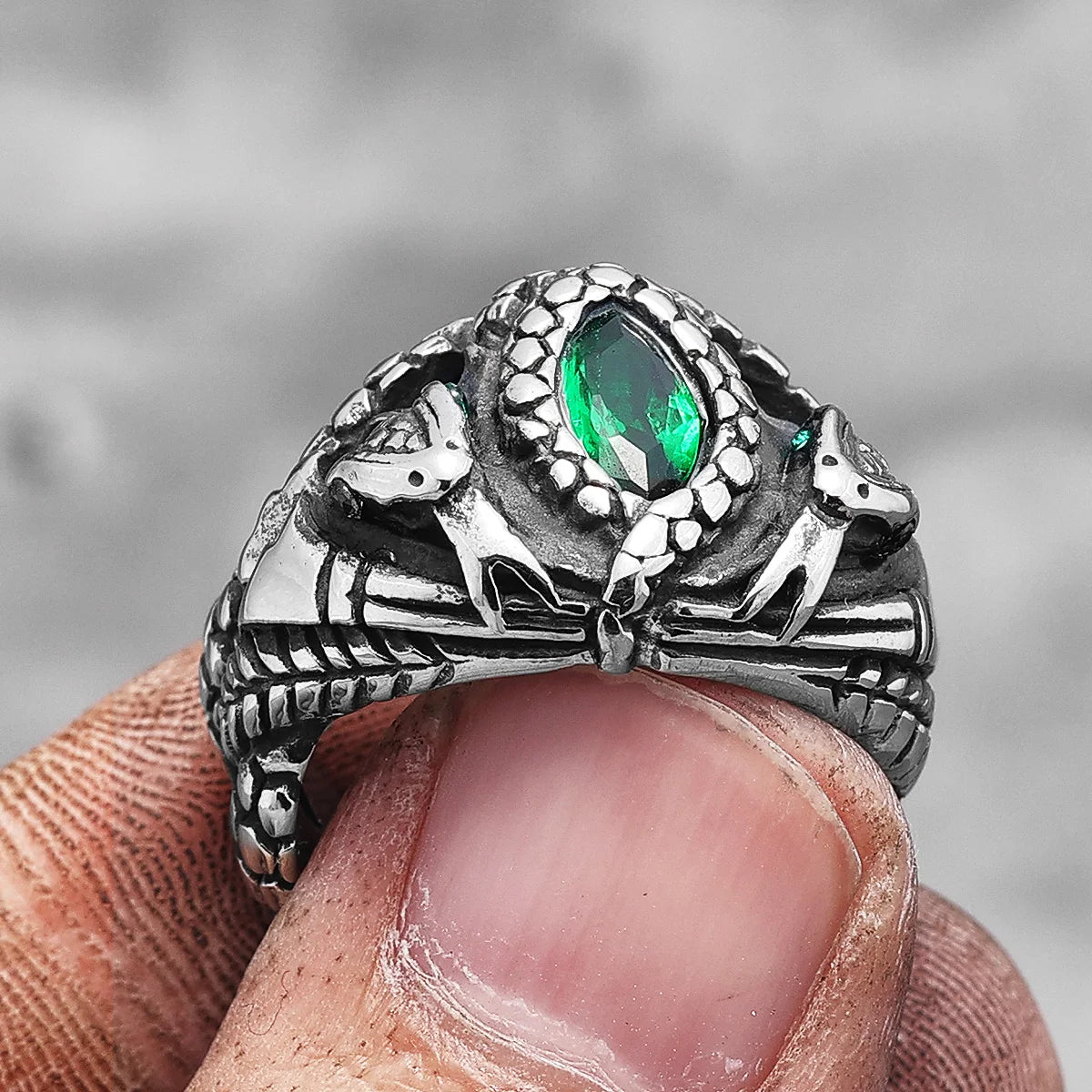 Devil's Eye Gemstone Snake Animal Stainless Steel Mens Womens Rings Punk Trendy For Male Biker Jewelry Creativity Gift Wholesale