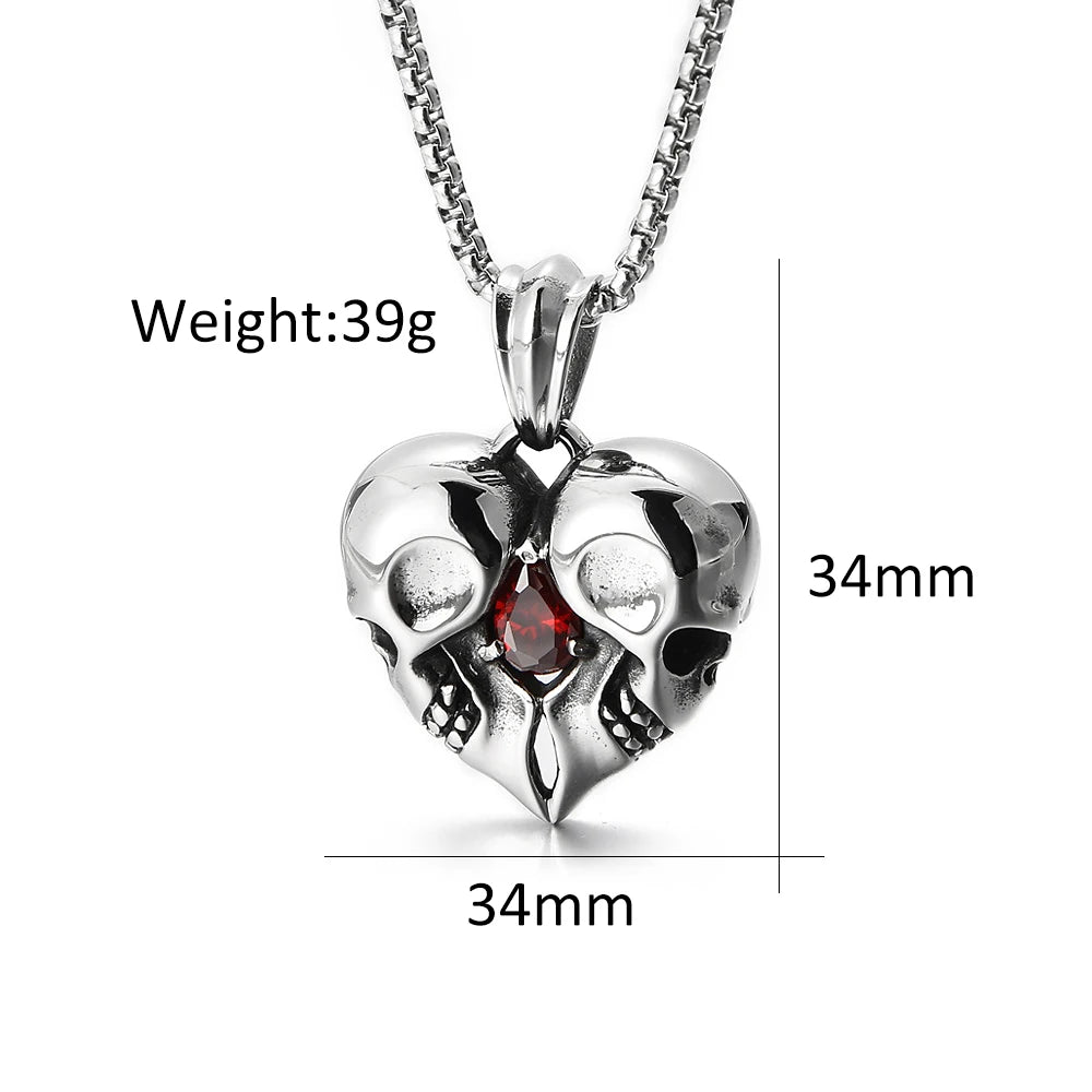 PENDRA Skullheart Stainless Steel Skull Heart Ring