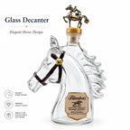 Blanton's Horse Head Shaped Crystal Whiskey Decanter, Bronze Horse Rider Stopper Liquor Bottle, Kentucky Bourbon Spirits Storage