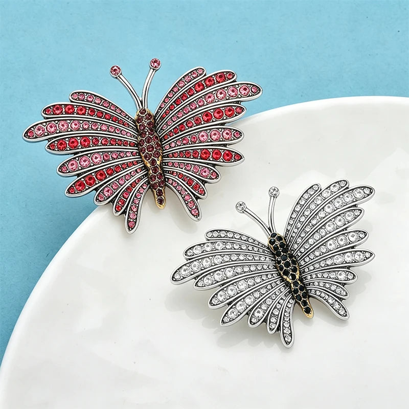 PENDRA Vintage Butterfly Rhinestone Brooch