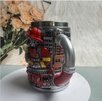 3D Firefighter Resin Mug Creative Fireman Coffee Cup with Hose Handle Fire Truck Relief Collectible Gift