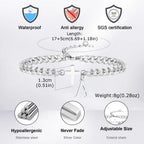 Men's Initials Cross Bracelets,Never Fade A-Z 26 Letters Stainless Steel Chain Links Cross Wristband,Stylish Simple Jewelry Gift