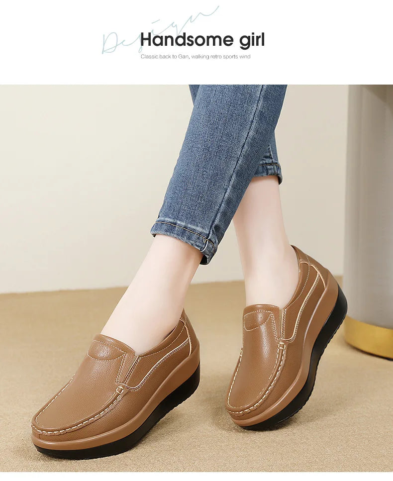 PENDRA Leather Sports Platform Shoes