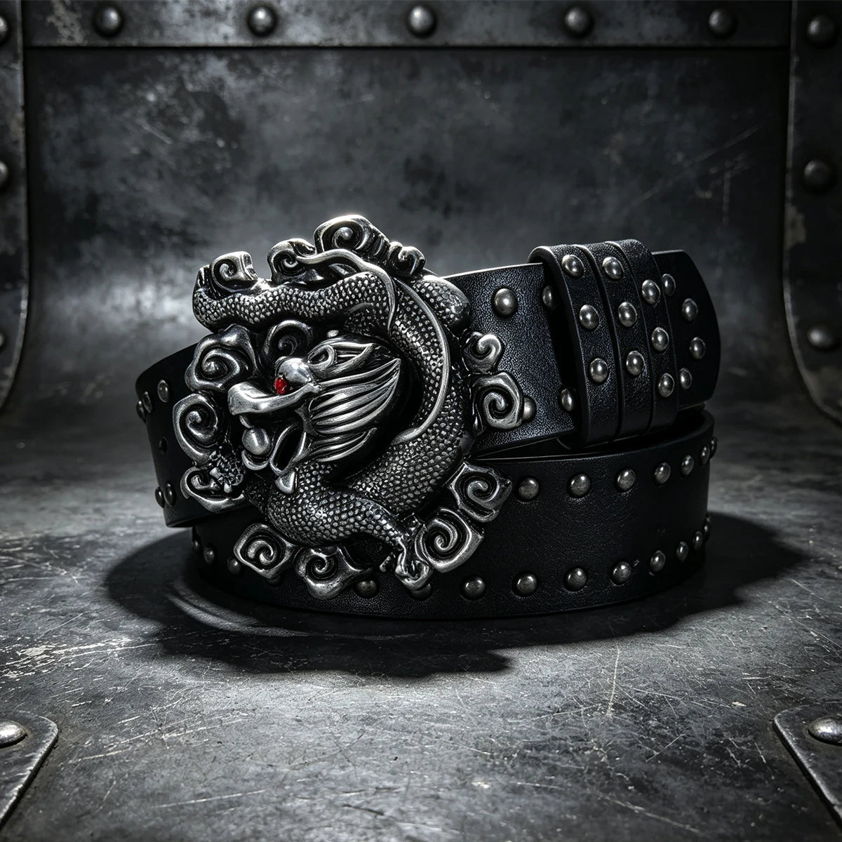 PENDRA Lunalia Black Rivet Studded Gothic Belt