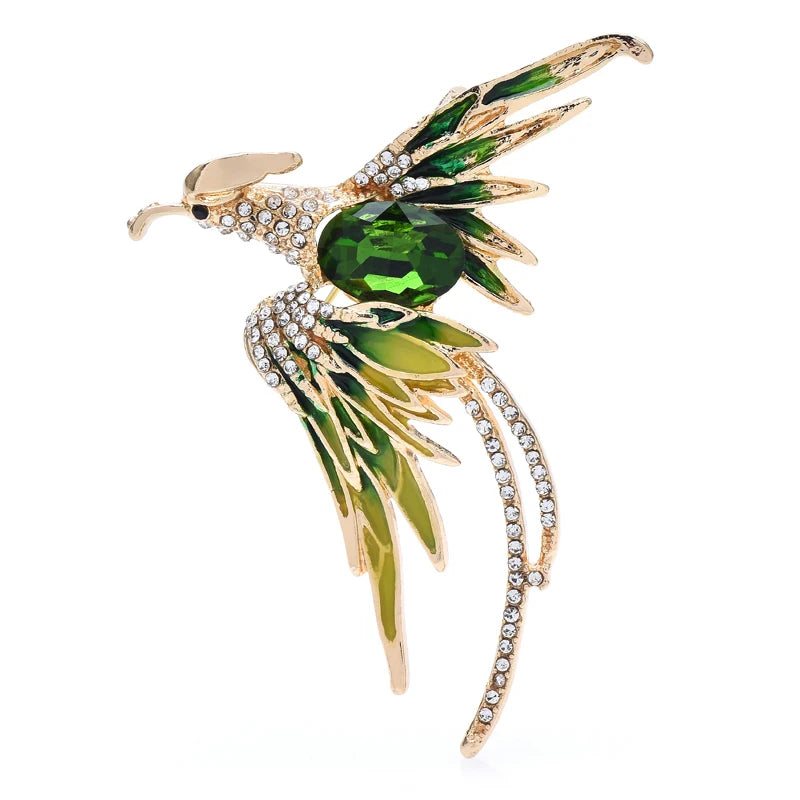 PENDRA Celestial Phoenix Crystal Enamel Brooch