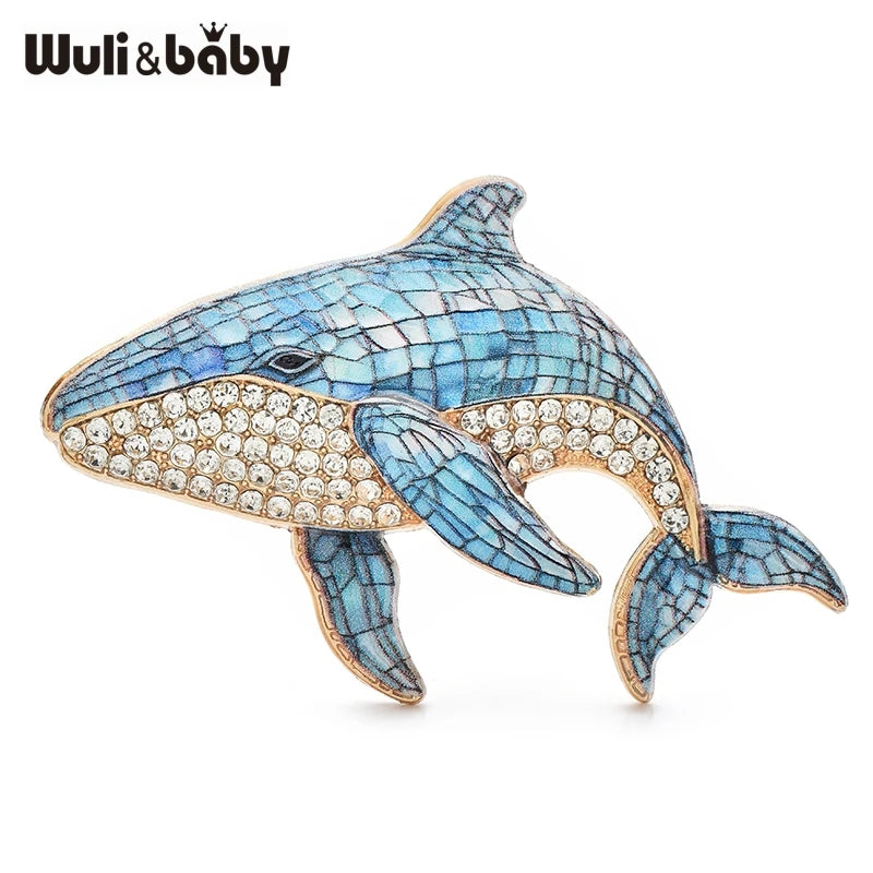 PENDRA Ocean Rhinestone Whale Brooch