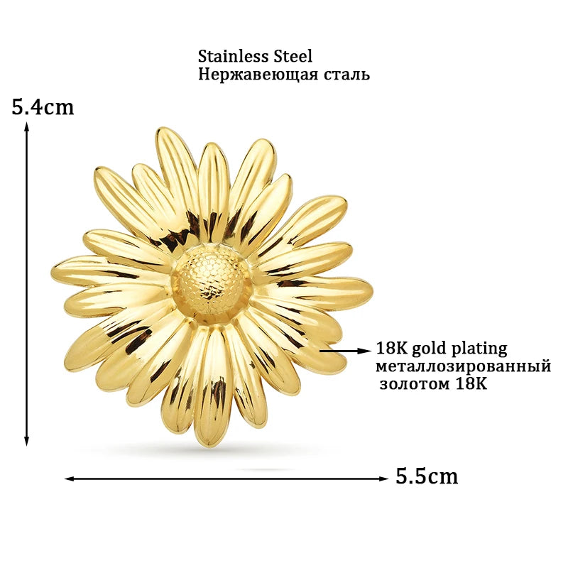 PENDRA Daisyelle 2-Color Stainless Steel Daisy Brooch