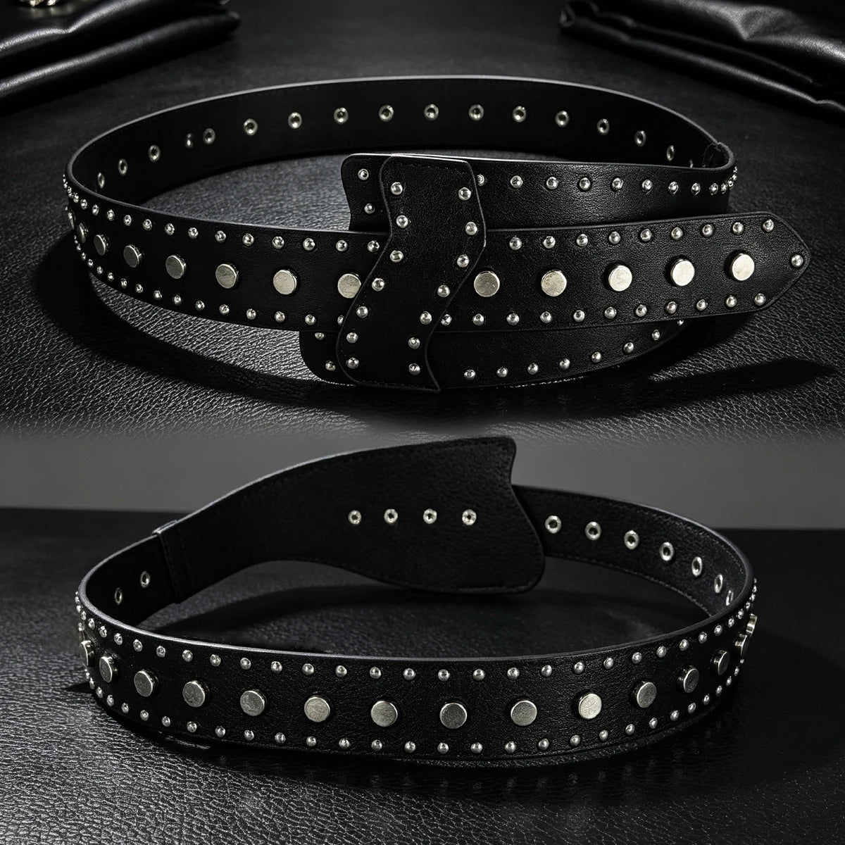 New Fashion Men's European And American Punk Belt Women's Rivet Wide Waist Cross Border Jeans Belt Unisex Gothic Accessories