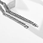 Chunky Miami Double Curb Chain Necklace for Men,Stainless Steel Curb Link Cool boy Hip Hop Chain Jewelry Gift,18/20/22/24inch