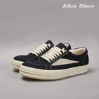 PENDRA Holiday Black Canvas Low-Top Lace-Up Thick-Sole Platform Sneakers