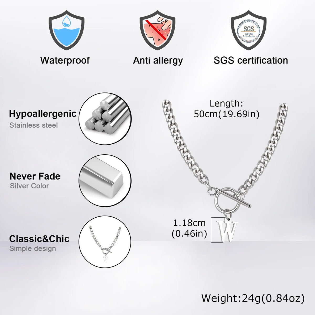 PENDRA Alphabet Letter Chain Necklace