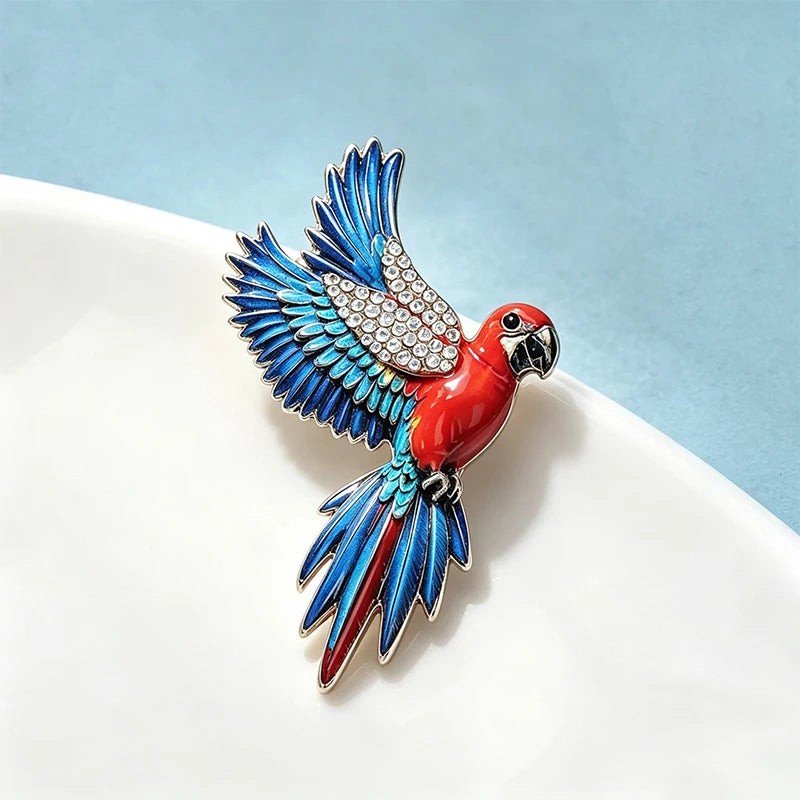 PENDRA Flying Parrot Rhinestone Brooch