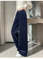 Corduroy suit wide leg pants women in autumn and winter high waist lazy style thick velvet warmth and versatile pants