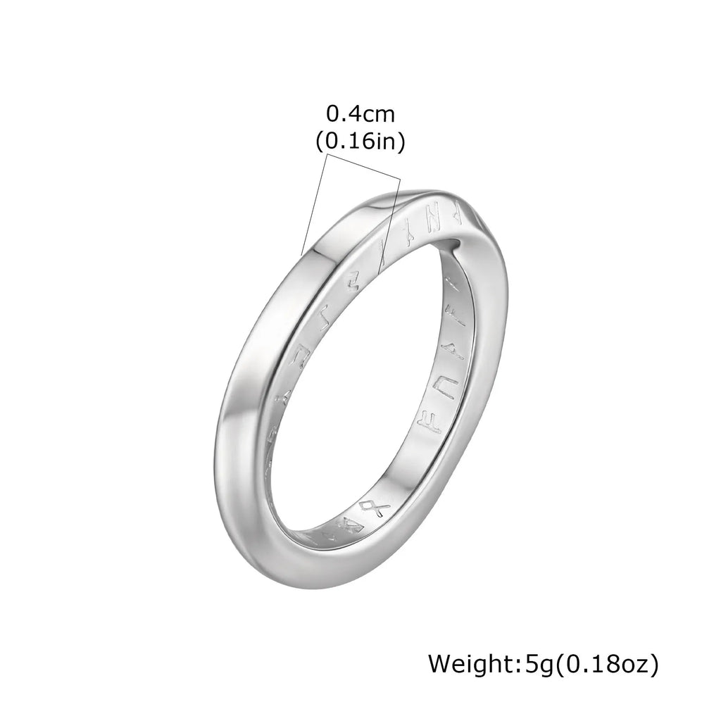 Viking Rune Symbol Mobius Ring for Men,Silver Color Stainless Steel Twisted Ring,Simple Classic Jewelry Gift