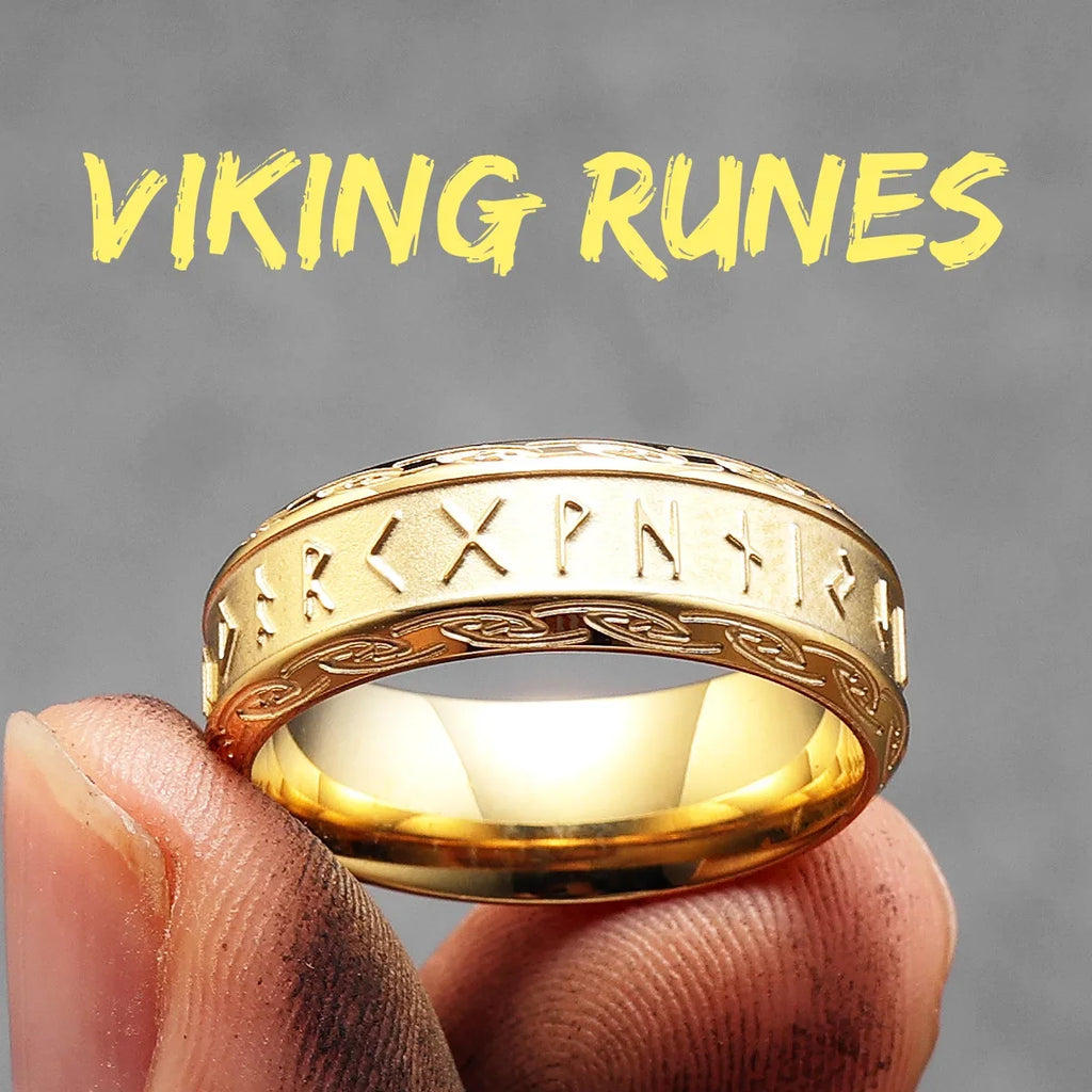 PENDRA Runes Rock Stranger Steel Ring