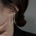 Ventfille 925 Sterling Silver Star Earring for Women Girl Simple Tassels Chain Fashion Office Jewelry Gift Dropshipping