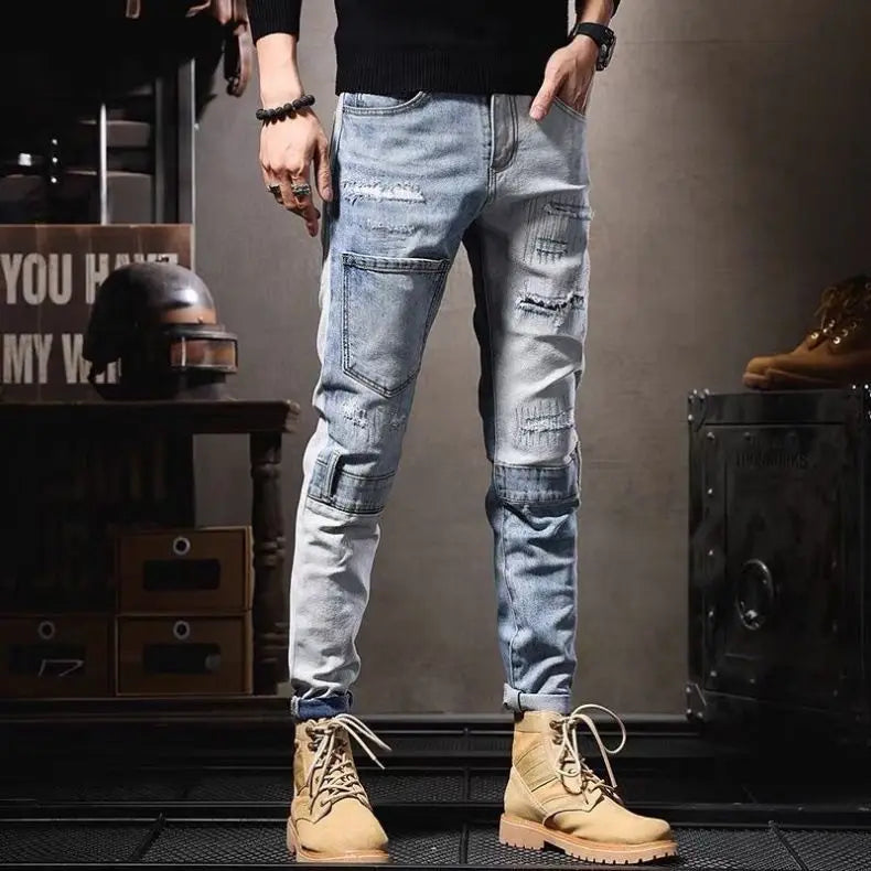 Spring Summer New Vintage Casual Slimming Straight-Leg Pants Washed Loose Micro-Cone Workwear Jeans for Men Man Clothes