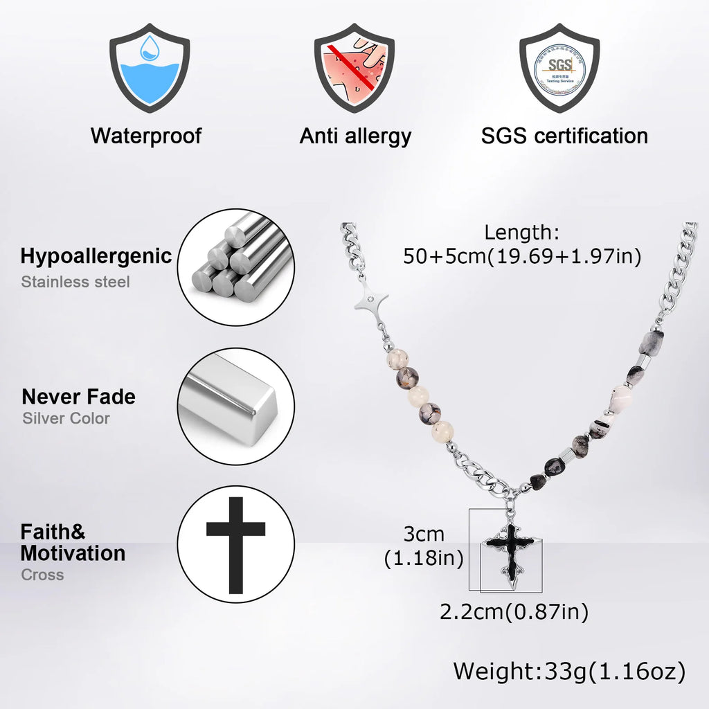 PENDRA Cross Pearl Beaded Necklace