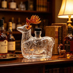 Creative Reindeer Shaped Liquor Decanter Clear Glass Alcohol Bottle with Black Stopper for Bar Cabinet Display