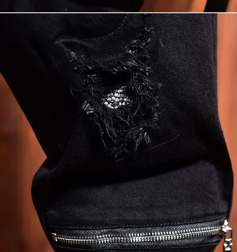 PENDRA Korean Black Elastic Jeans