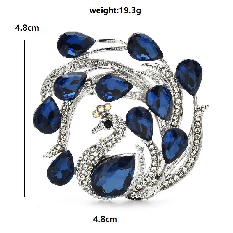 PENDRA Celestine Crystal Peacock Brooch
