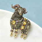 PENDRA Noble Goat Crystal Animal Brooch