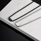 Free Custom Necklace for Men Boys,Personalized Names Words Stainless Steel Square Box Chain Collar Gift