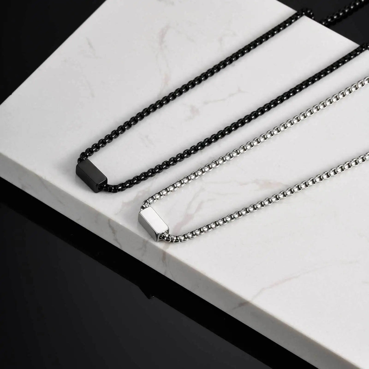 Free Custom Necklace for Men Boys,Personalized Names Words Stainless Steel Square Box Chain Collar Gift