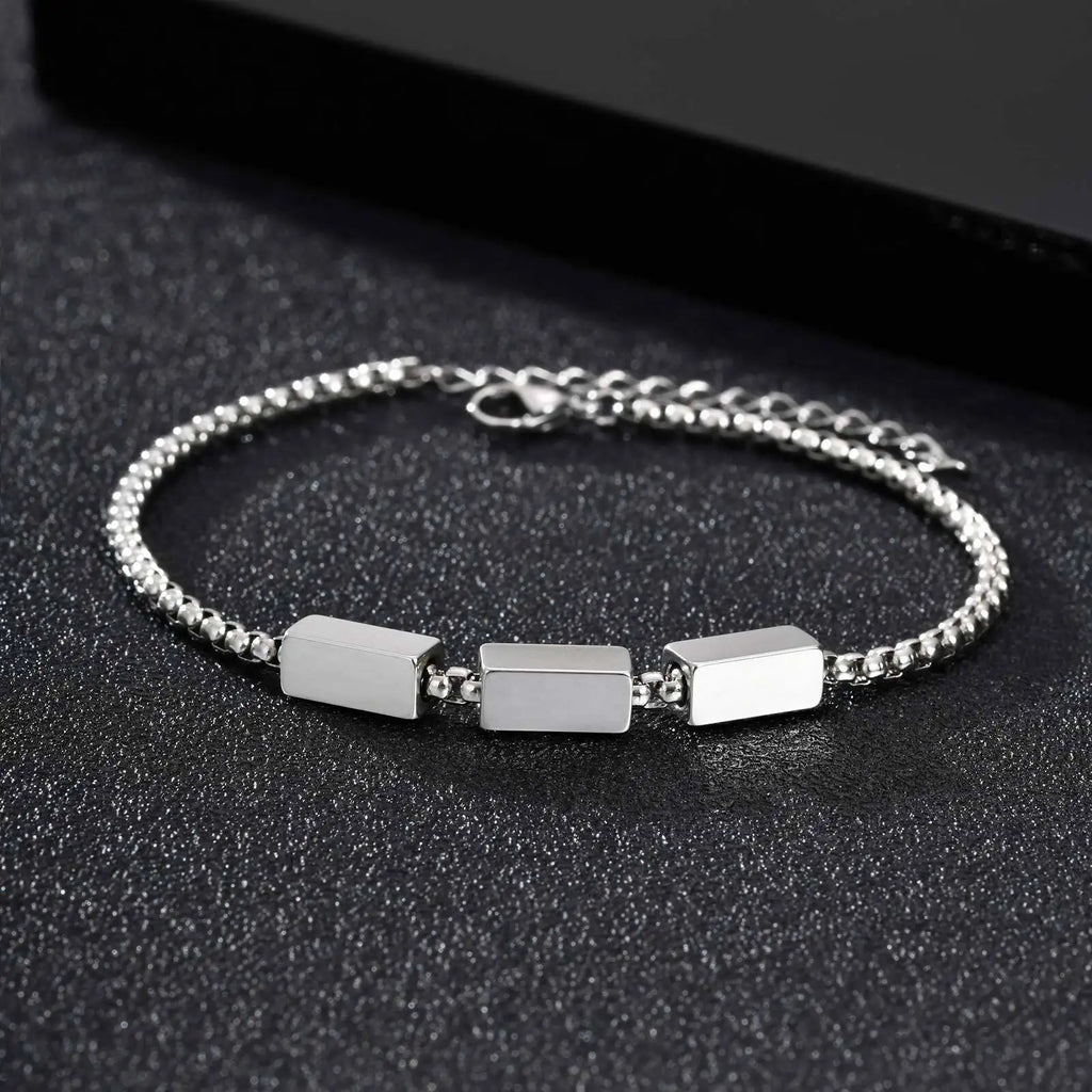 Customized Name ID Bracelets for Men Boys,Never Fade Stainless Steel Chain Wristband,Anniversary Valentine's Day Birthday Gifts