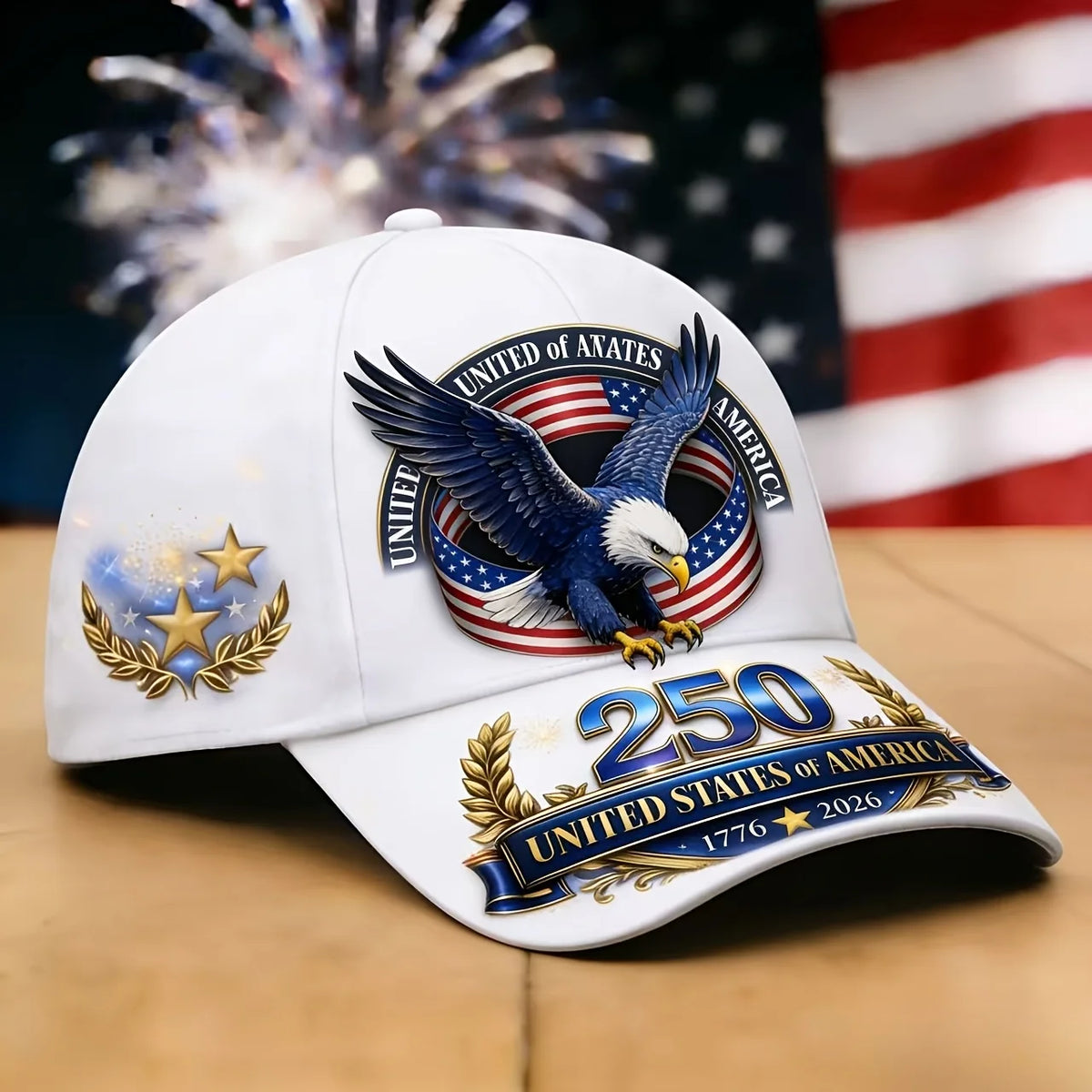 PENDRA Anniversary Blue Eagle Stars Stripes Print Patriotic Baseball Baseball Cap
