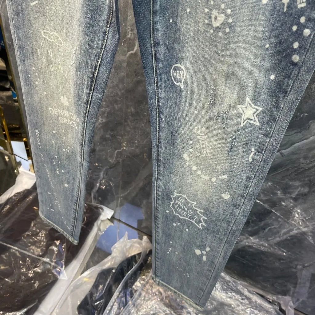 PENDRA Washed Boyfriend Slim Jeans