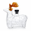 Creative Reindeer Shaped Liquor Decanter Clear Glass Alcohol Bottle with Black Stopper for Bar Cabinet Display