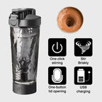 Rechargeable Electric Protein Shaker, Automatic Mixing Blender Bottle, BPA Free Portable Water Cup for Gym, Travel, Hiking,