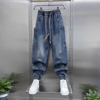 2026 Luxury Man Clothing Brands Men's New Retro Washed Elastic Jeans Summer Trendy Brand Harlan Pants Tied Feet Casual Trousers
