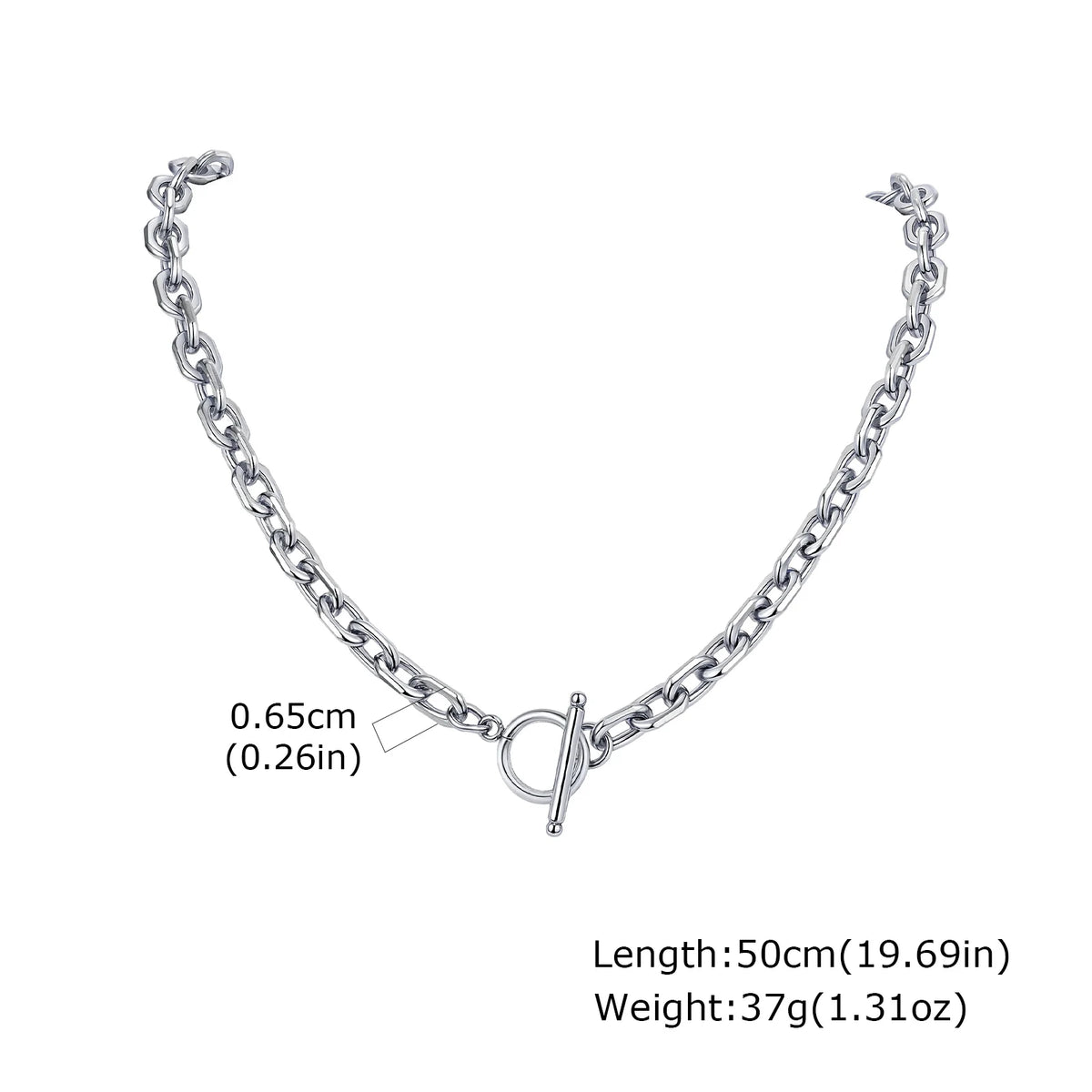 Stainless Steel Toggle Necklace for Men Women,50cm Figaro Chain Link Collar, Classic Rolo Chain Gift