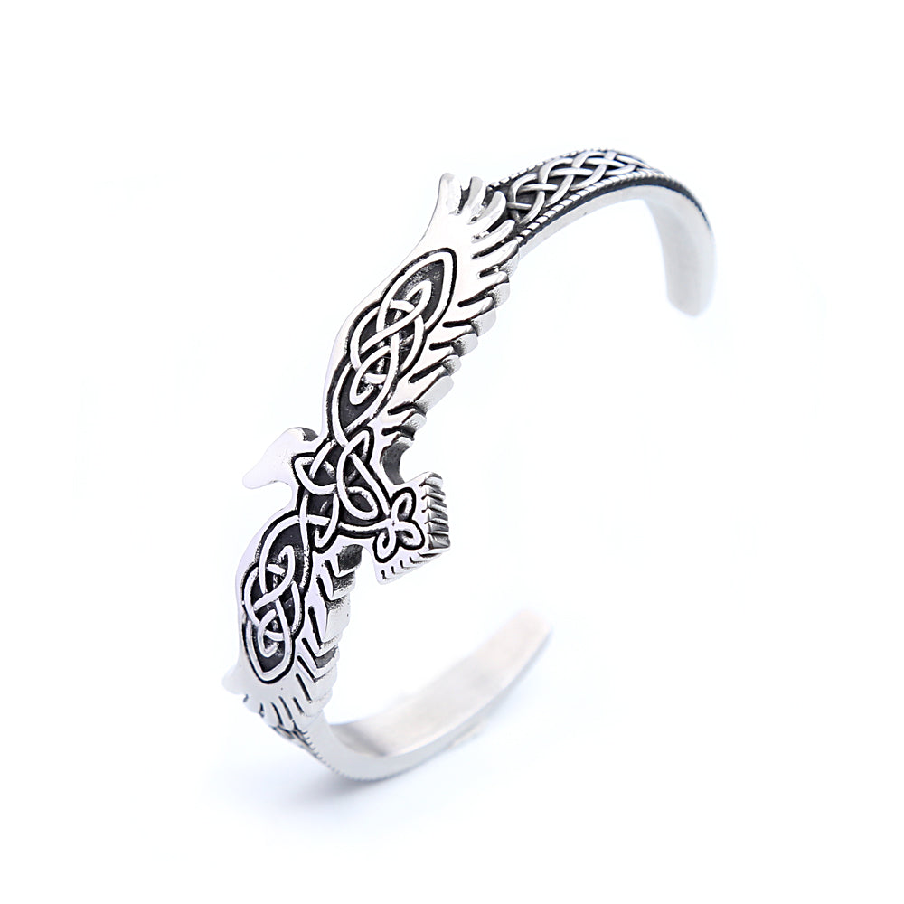 PENDRA Raven Rune Stainless Steel Viking Bracelet