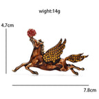 PENDRA Taking Rose-flower Horse Brooch