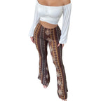 Vintage Boho Spring Floral Print Casual Pants Fashion new high elasticity tight fitting micro flared Yoga Joggers pants