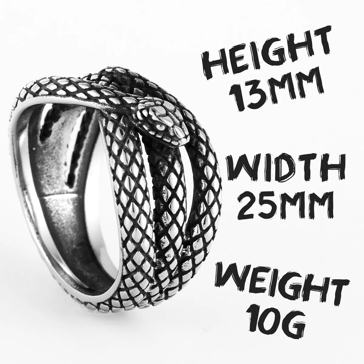 PENDRA Snake Animal Biker Steel Ring