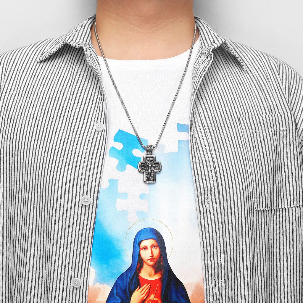 PENDRA Religion Jesus Cross Steel Necklace