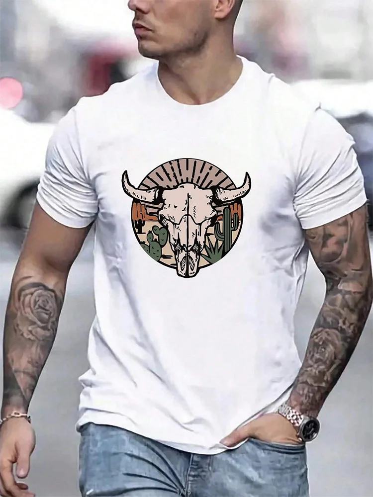 Summer Daily Casual Men's T-shirt Outdoor Street Short Sleeve Personalized Mexican Rooster Battle Print Men's Crewneck T-shirt